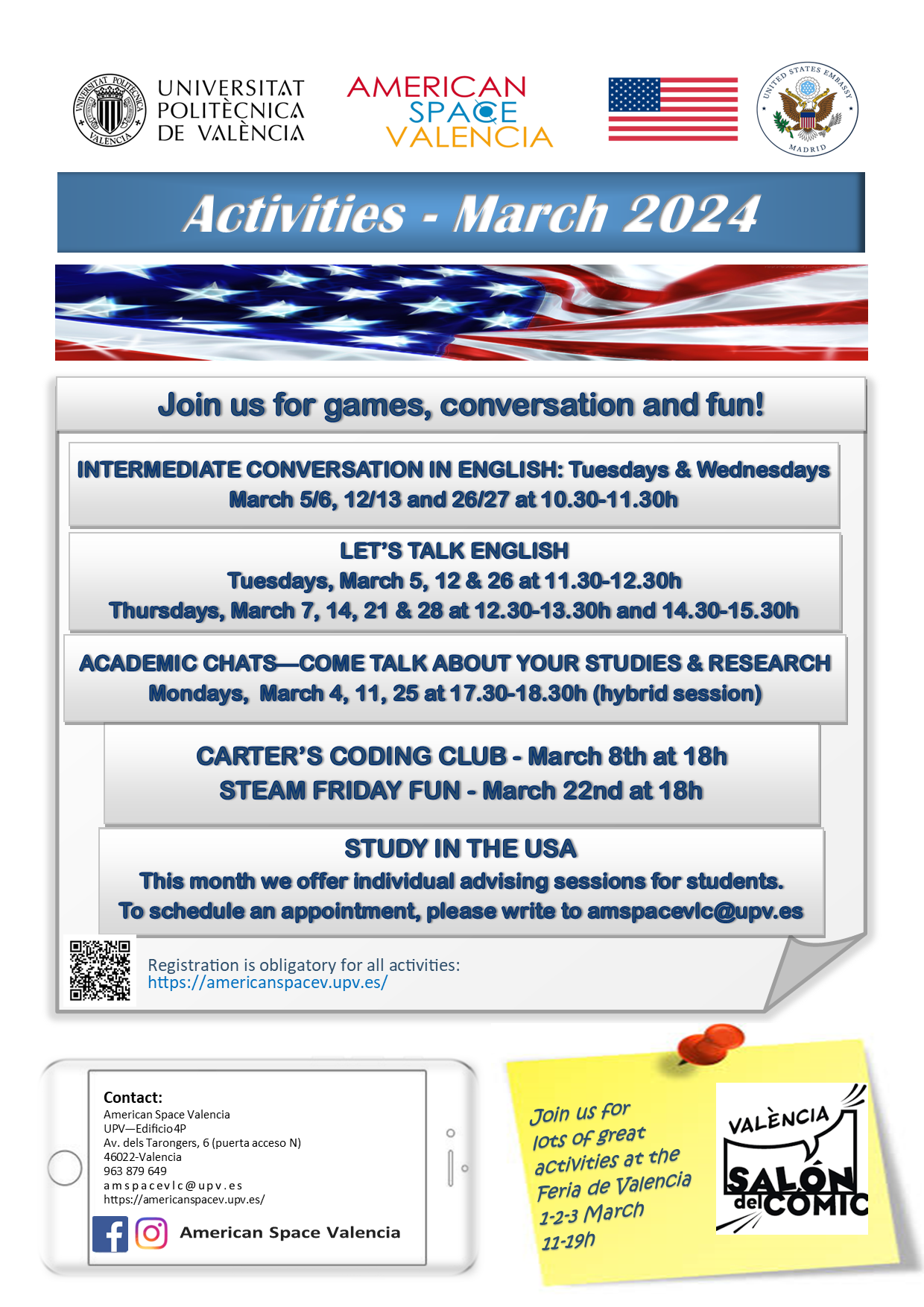 American Space Valencia ALL Activities March 2024